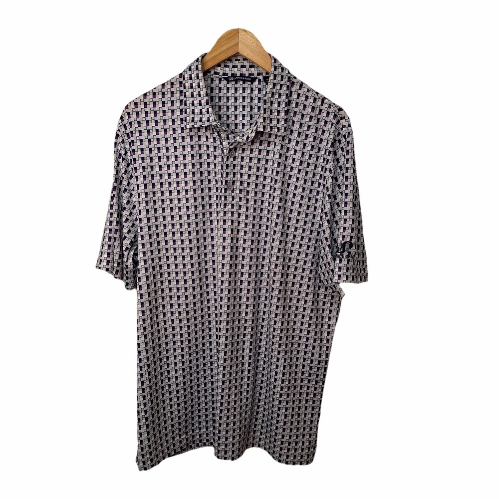 Cutter & Buck Mens M Golf Polo Performance Shirt Purple & Navy Spruce Creek Logo